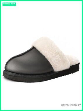 Faux Fur Memory Foam Slippers for Women Slip-On House Shoes
